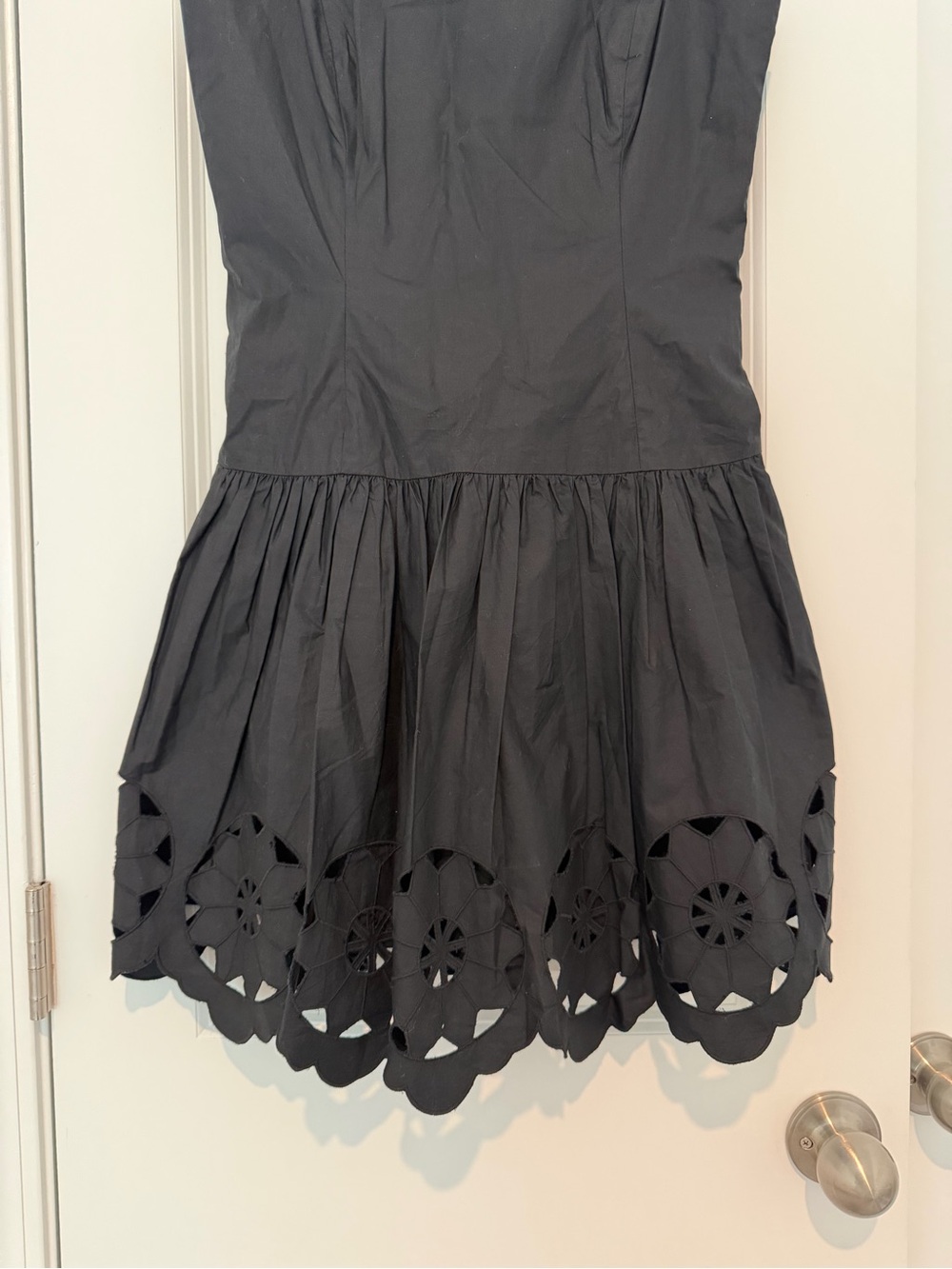 RHODE Resort Salina Cotton Eyelet Mini Dress Black - Picture 3 of 5